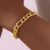 Wholesale PVD Coated Real Gold Plated 18K Gold Solid Color 304 Stainless Steel Simple Style IG Style Waterproof Non Tarnish 304 Stainless Steel Chain Bracelet