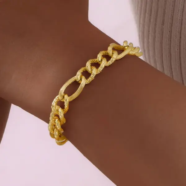 Wholesale PVD Coated Real Gold Plated 18K Gold Solid Color 304 Stainless Steel Simple Style IG Style Waterproof Non Tarnish 304 Stainless Steel Chain Bracelet