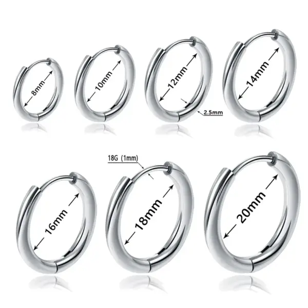 Wholesale 1 Piece Retro Solid Color Plating 304 Stainless Steel Titanium Steel Hoop Earrings
