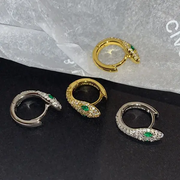 Wholesale Fashion Snake Copper Plating Zircon Earrings 1 Pair