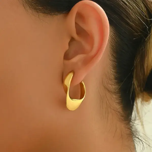 Ion Plating (IP) 18K Gold Plated C Shape 304 Stainless Steel Vintage Style Simple Style Waterproof Non Tarnish Ear Studs