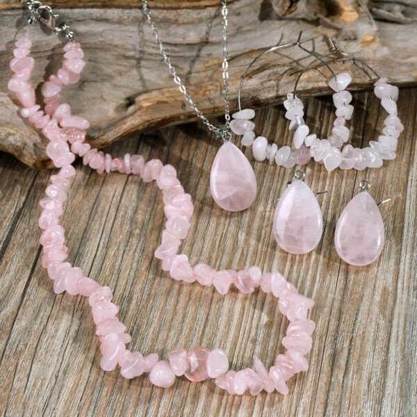 oly-3d85fbe80e7c411562a356d1b888f637 Wholesale Bohemian 4 Piece Set Water op Natural Stone Necklace Earrings Amethyst Tiger Eye Stone Gravel Jewelry suit