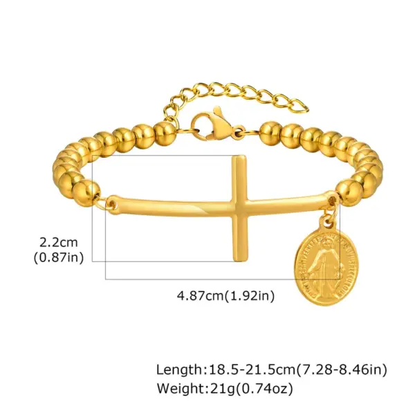 Wholesale PVD Coated Real Gold Plated 18K Rose Saint Benedict 201 Stainless Steel Retro Religion Waterproof Non Tarnish Bracelets
