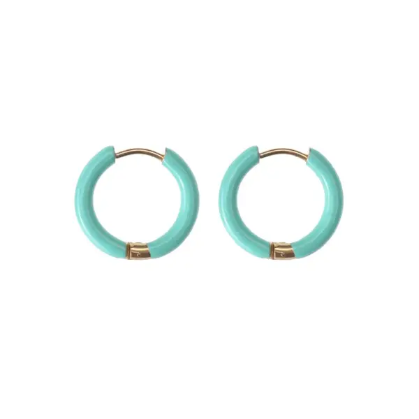 Wholesale 1 Pair Basic Commute Circle Buckle Epoxy 304 Stainless Steel 18K Gold Plated Hoop Earrings