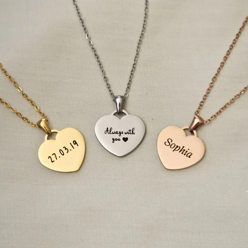 Wholesale Jewelry Vacation Simple Style Heart Shape Titanium Steel Plating Pendant Necklace Cable Chain