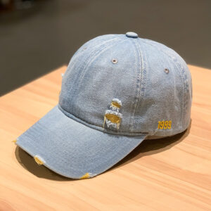 1999 hole Denim baseball cap-yellow / Adjustable