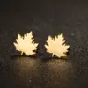 Wholesale PVD Coated 18K Gold Real Gold Plated Maple Leaf Solid Color Notes 304 Stainless Steel Modern Style Sweet Waterproof Non Tarnish Ear Studs