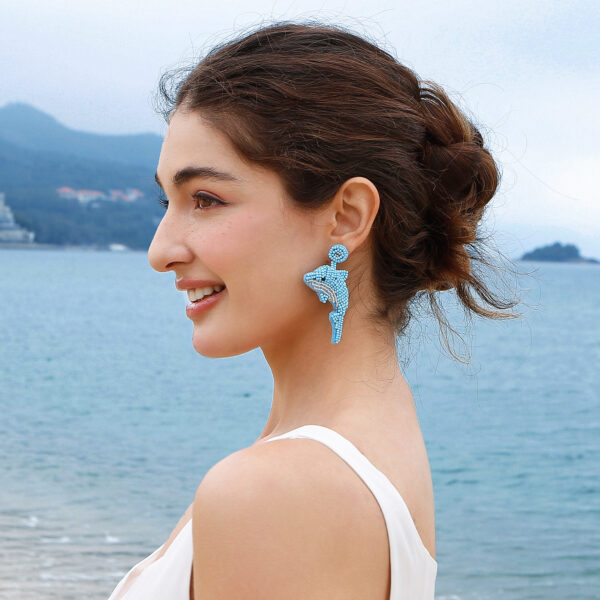 oly-3d9ce9f501b29d31baa7d898f04f66ac Wholesale Summer Ocean Vacation Handmade Beaded Bohemian Cute Cartoon Dolphin Starfish Animal Rice Bead Earrings