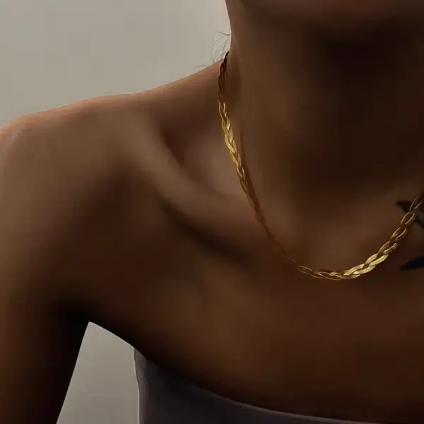 Wholesale 304 Stainless Steel 18K Gold Plated Rock Streetwear Plating Solid Color Choker