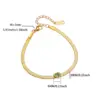 Versatile Heart Shaped Birthday Stone Flat Snake Chain Bracelet 18K Gold Plated Snake Skin Minimalist Creative INS Style Women's Bracelet