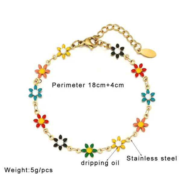 Wholesale Water Plating 18K Gold Plated Flower Stainless Steel Basic 304 Stainless Steel Bracelets