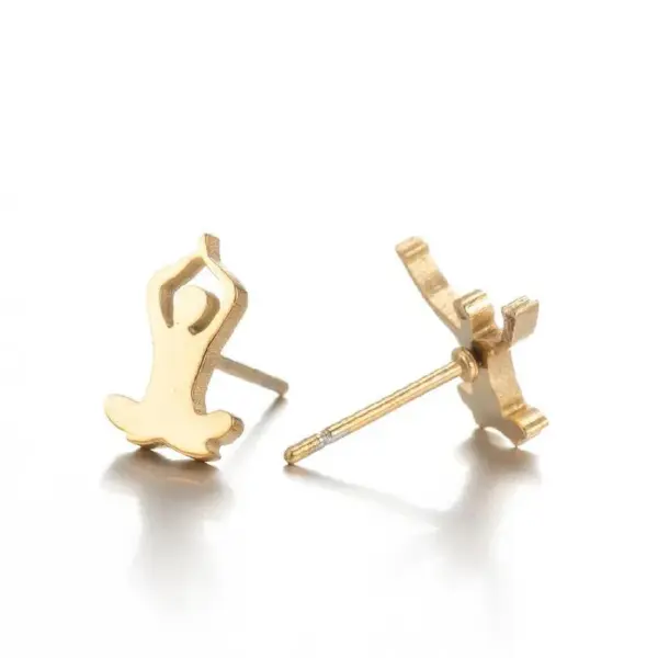 PVD Coated 18K Gold Real Gold Plated Geometric 304 Stainless Steel Simple Style Waterproof Non Tarnish Ear Studs