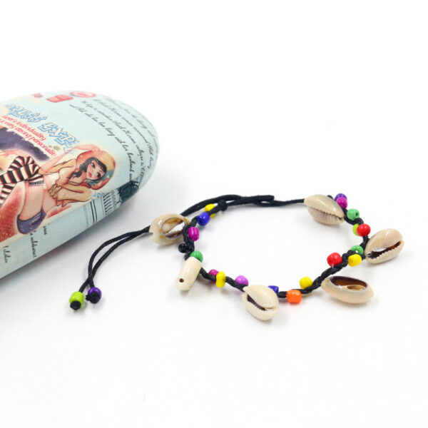 Wholesale in stock wholesale hand woven colorful string shell conch bracelet bohemian beach seaside anklet jewelry