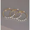 Wholesale Elegant Retro Round Freshwater Pearl Metal Bangle