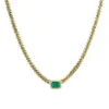 Wholesale 201 Stainless Steel Glass Gold Plated Casual Simple Style Plating Three-dimensional Square Zircon Pendant Necklace