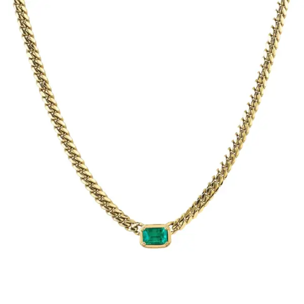Wholesale 201 Stainless Steel Glass Gold Plated Casual Simple Style Plating Three-dimensional Square Zircon Pendant Necklace