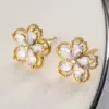 Wholesale 1 Pair Fashion Star Flower Butterfly Inlay Copper Zircon 18k Gold Plated Ear Studs