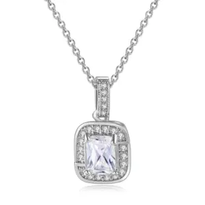 Platinum + White Stone Necklace