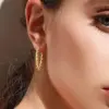 Wholesale PVD Coated Real Gold Plated C Shape 201 Stainless Steel Simple Style Waterproof Non Tarnish Hoop Earrings Ear Studs