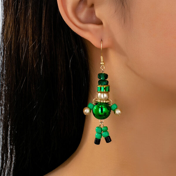 Wholesale Christmas tree bell beaded snowman earrings