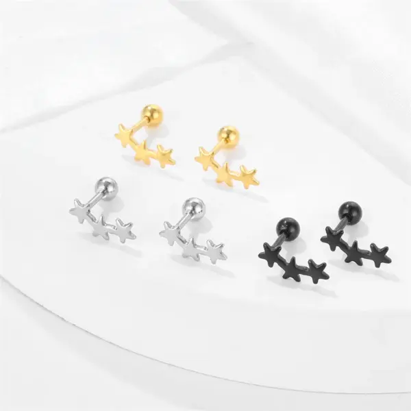 Wholesale 1 Piece Elegant Geometric Plating Stainless Steel Ear Studs