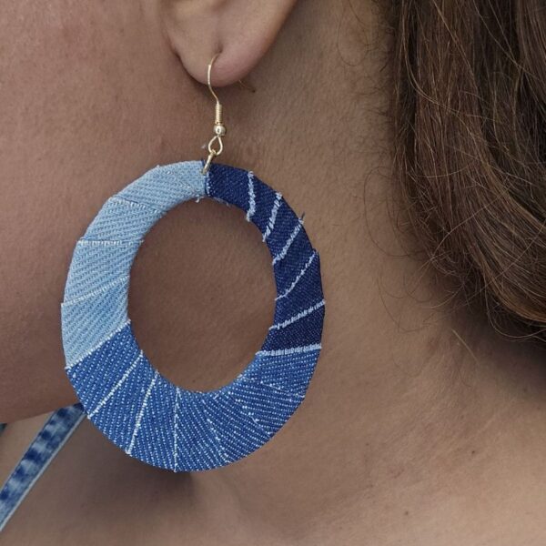 oly-3dc5efd998545537716a1edccec6a536 Wholesale Cross-border Explosions Western Denim Style Casual Fashion Exaggerated Earrings Earrings Denim Oval Bohemia