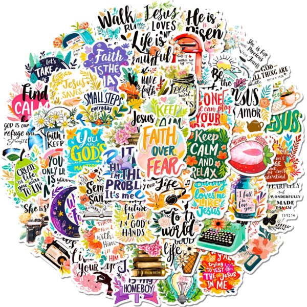 oly-3dc6c31b287865100382130bb5094223 Wholesale 50 new bible stickers creative positive energy text short sentences inspirational English sentences waterproof hand book stickers