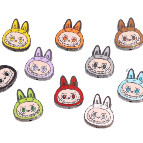 Wholesale New DIY straight hole beads cute cartoon anime labubu decoration mobile phone chain key chain bag chain accessories