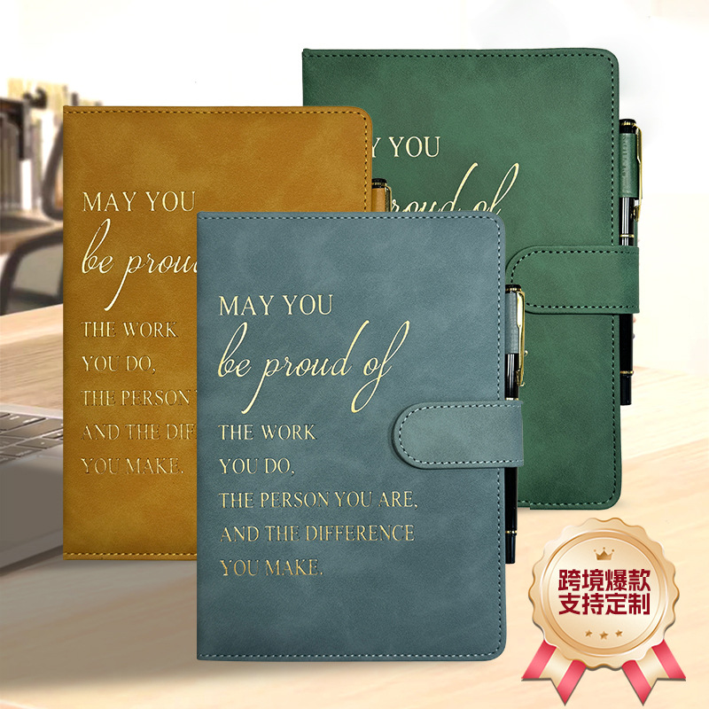 Wholesale Cross-Border Notebook St Wholesale Amazon Leather-Covered Plan Hand Ledger Temu Incentive Magnetic Buckle Notepad Customization