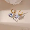 1 Pair Chinoiserie Classic Style Kettle Plate Teacup 304 Stainless Steel Ceramics Drop Earrings