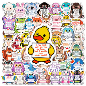 oly-3dd2c77bb152ce4416dceb2ae4fe4e31 Wholesale 56PCS/PACK Cartoon Animal Motivational Text Stickers