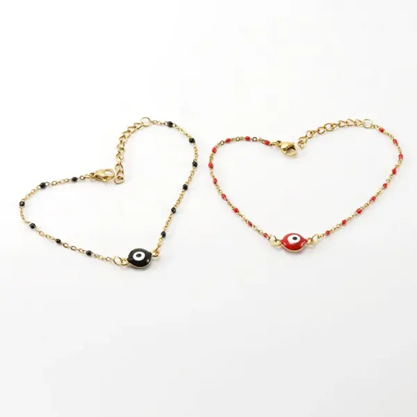 PVD Coated 18K Gold Plated Round Devil'S Eye 304 Stainless Steel Simple Style Waterproof Non Tarnish 304 Stainless Steel Bracelets