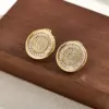 Wholesale Round Electroplated Stud Earrings For Women In Copper With 18K Real Gold Plated 0.03µm-0.05µm Thickness Featuring Zircon Inlay