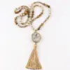 Ethnic Style Water Droplets Semi-Precious Stone, Glass, Crystal Cluster Beaded Tassel Plating Unisex Pendant Necklace