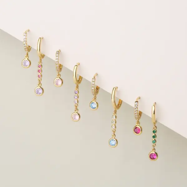 Wholesale 1 Pair Elegant Modern Style Geometric Copper Plating Inlay Zircon Drop Earrings