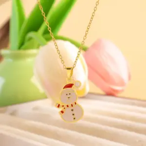 Xl2605 Christmas Ice Man Necklace / Gold