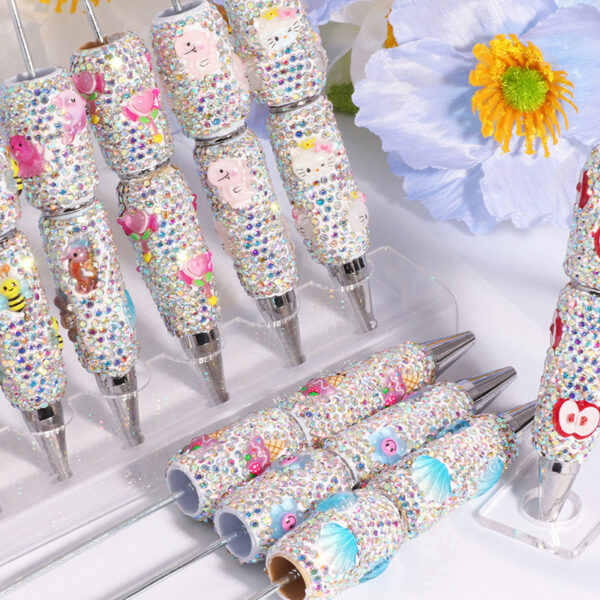 Wholesale New Fruit Shell Small Bee Clay Diamond Beaded Pen DIY Beaded Ballpoint Pen Accessories