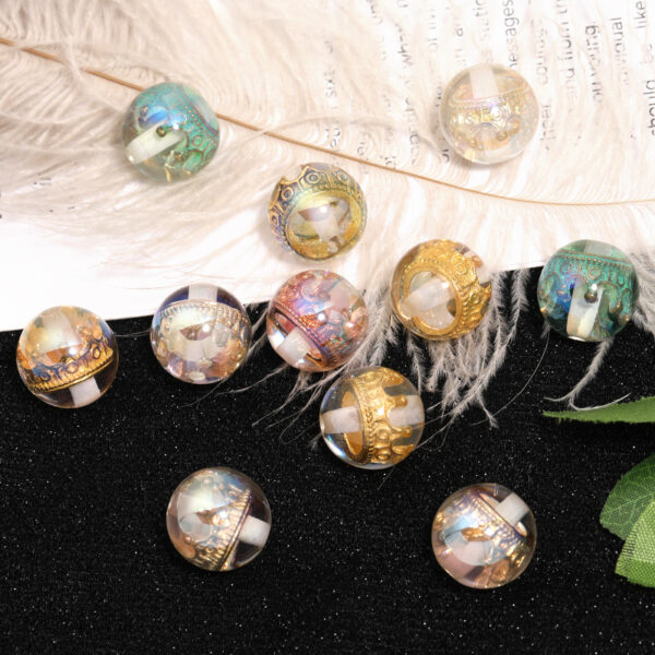 Wholesale 16mm High Transparency Embedded Crown Resin Beads Heavy DIY Beaded Pen Mobile Phone Chain Jewelry Accessories Beads Loose Beads