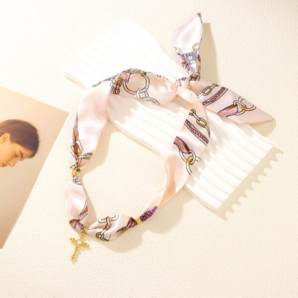 Wholesale Colorful ribbon hanging stainless steel pendant necklace