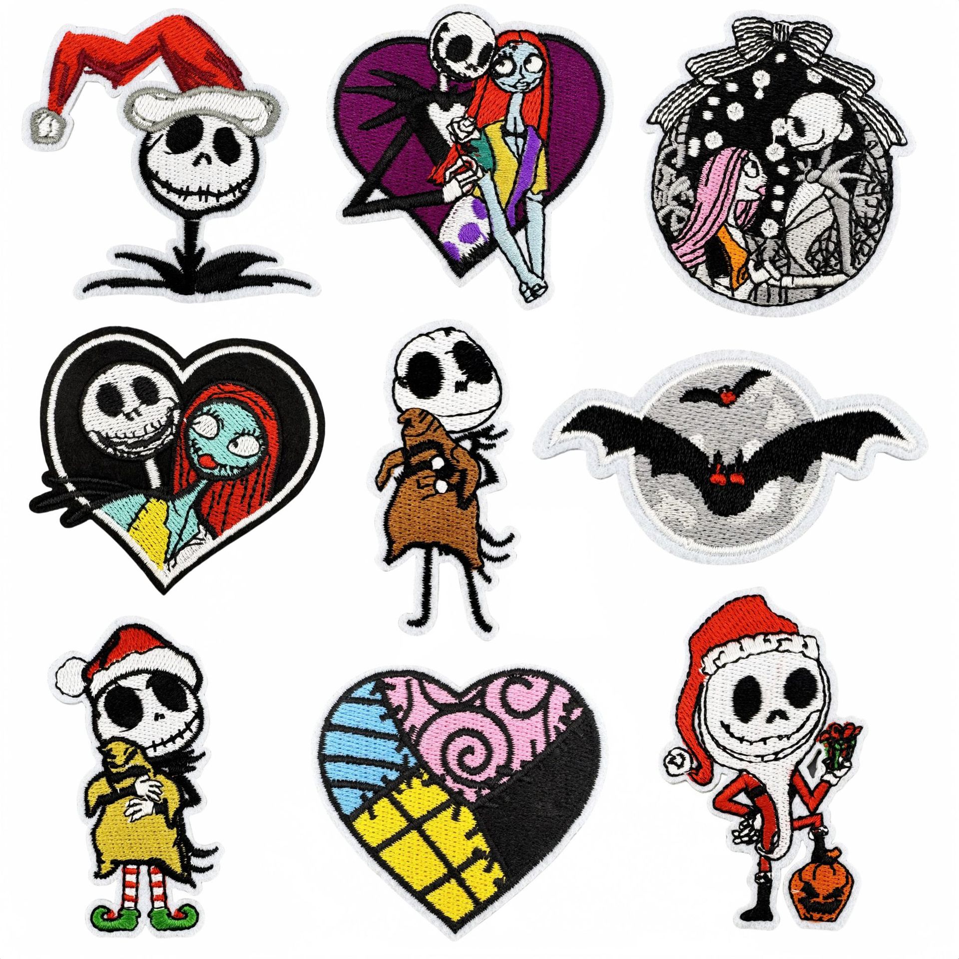 Wholesale Cartoon Color Embroidered Skull Cloth Sticker Aessories Cross-border Mexican Undead Skull Computer Embroidered Decorative Ironing