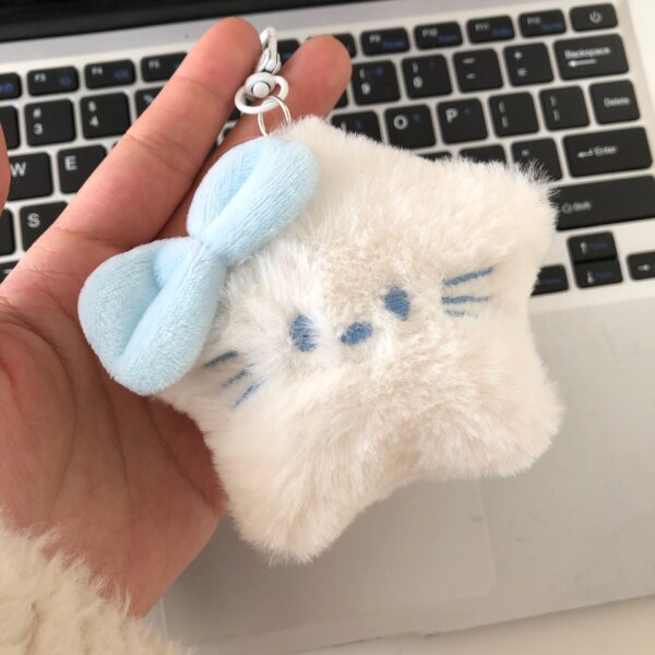 Wholesale Blue Plush Star Cat Doll Pendant Bag Five-pointed Star Pendant Car Key Pendant Girlfriend Accessories