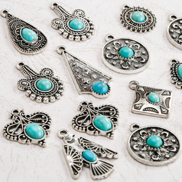 Wholesale Cross-border European and American Personality Bohemian Ethnic Style Turquoise Inlaid Necklace Bracelet diy Jewelry Accessories Accessories