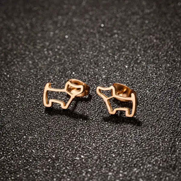 oly-3df5ed4dc0763810d9d7cb58d9d6193a Wholesale PVD Coated 18K Gold Real Gold Plated Dog 304 Stainless Steel Simple Style Waterproof Non Tarnish Ear Studs