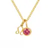 Wholesale Jewelry Simple Style Geometric Round 201 Stainless Steel Rhinestones Birthstone Gold Plated Plating Inlay Pendant Necklace