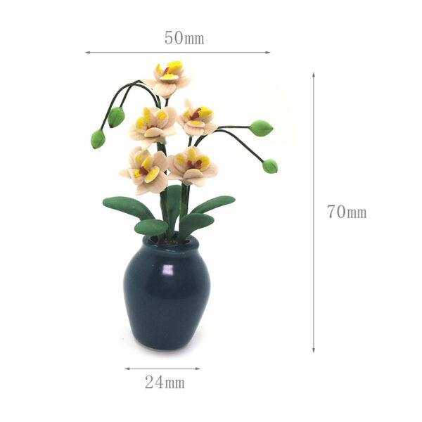 Wholesale 1:12 dollhouse accessories dollhouse clay flower dark green pottery bottle large white orchid phalaenopsis artificial flower Magnolia