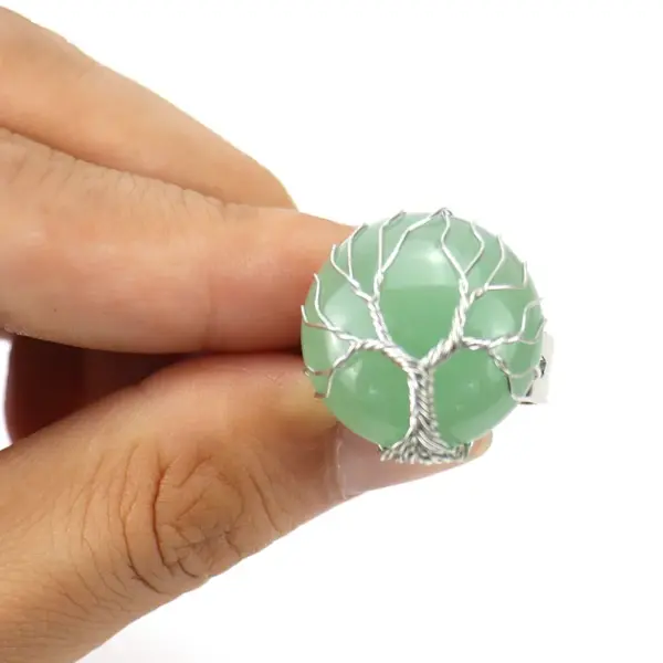 Wholesale Ethnic Style Tree Oval Agate Open Ring 1 Piece
