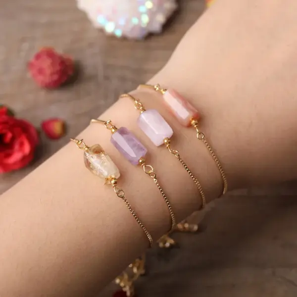 Wholesale Simple Style Irregular Agate Metal Patchwork Bracelets