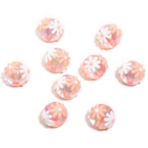 Translucent beads + pink and white daisies / 16mm