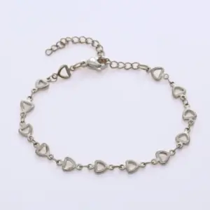 Vertical Heart Shape (Hollow) / Steel Bracelet (17+5cm)