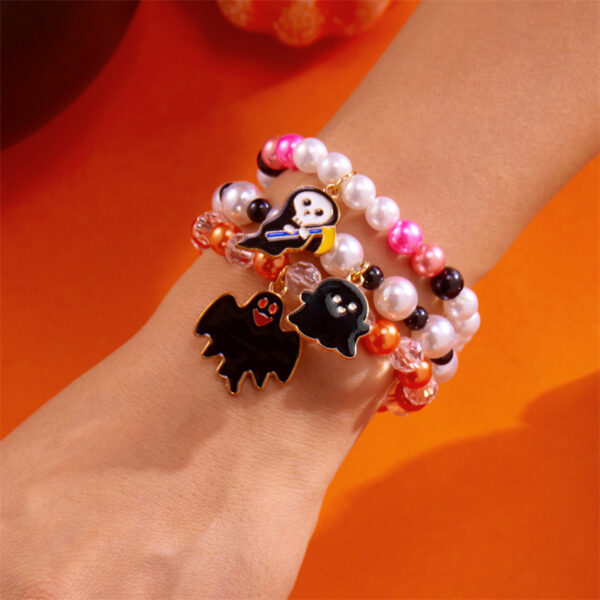 oly-3e04456e934c3ebd02eb53e23341d945 Wholesale 2025 New Halloween Element Pumpkin Ghost Bracelet Women's Design Colorful Elastic Beaded Bracelet